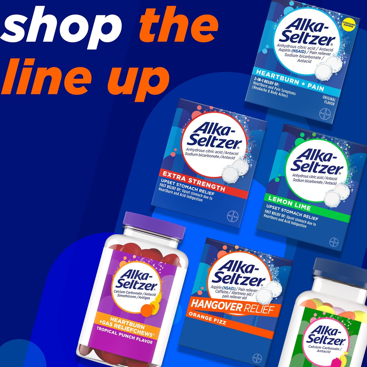 Alka-Seltzer Hangover Relief product branding and health benefits