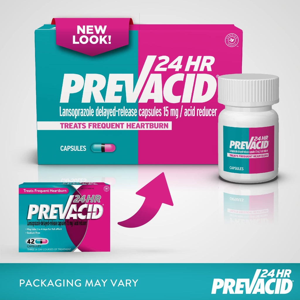 Side view of Prevacid 24HR packaging with ingredient details