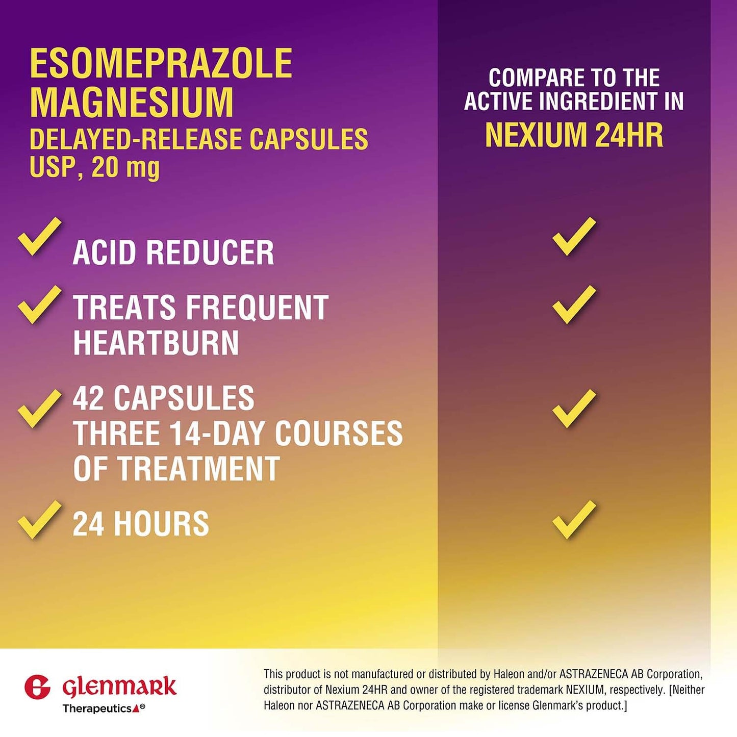 Glenmark Esomeprazole delayed release capsule bottle label