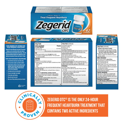 Close up of Zegerid OTC acid reflux medicine packaging