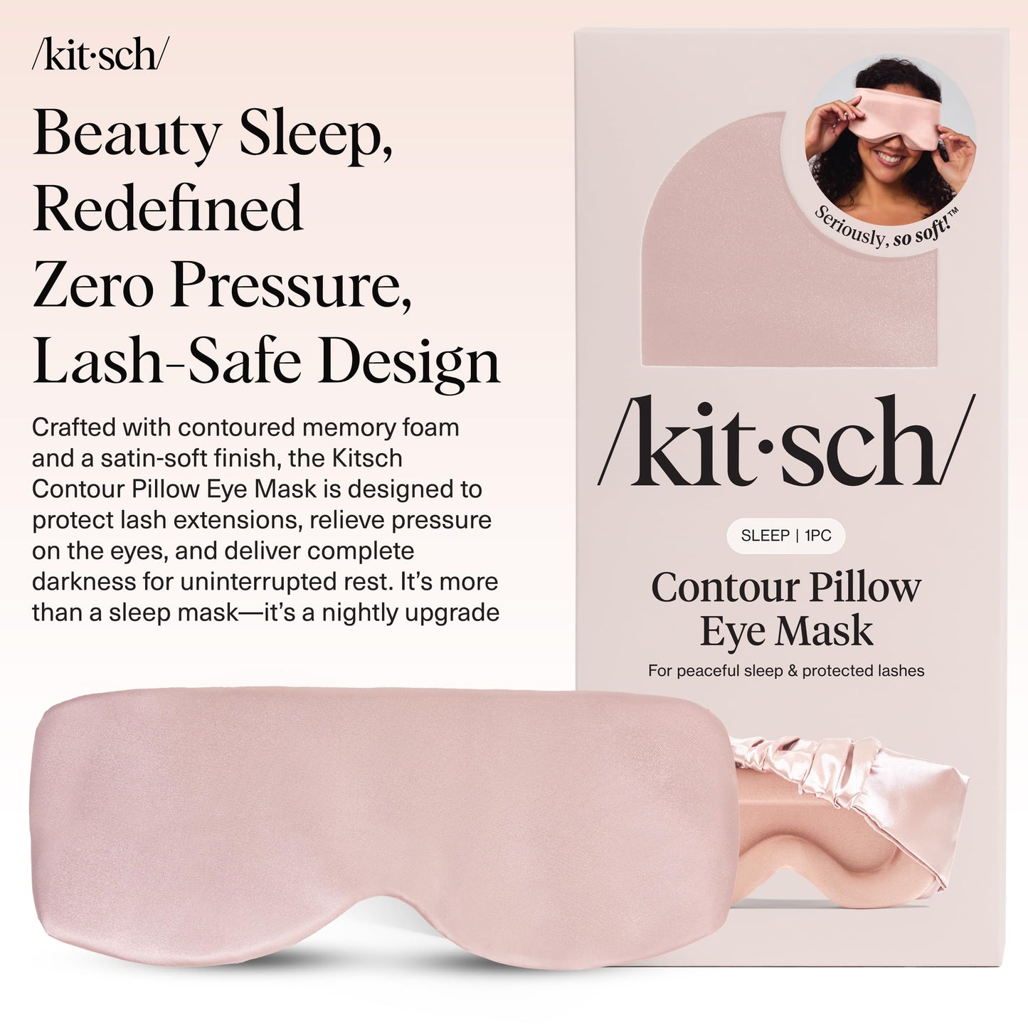 Side profile of Kitsch satin contoured sleep mask
