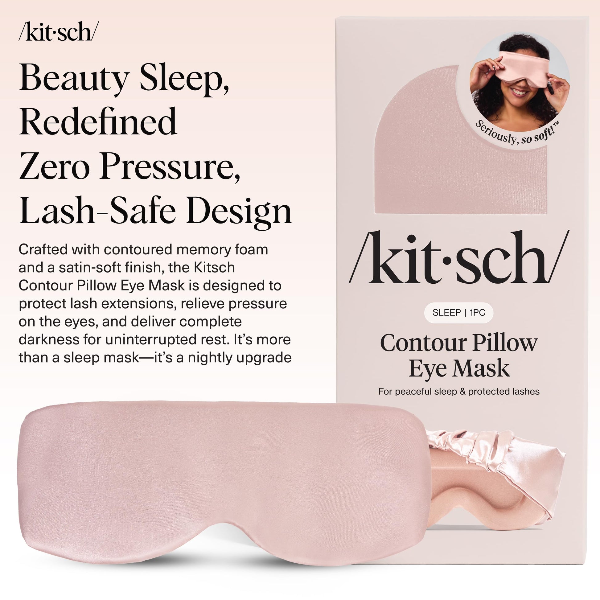 Side profile of Kitsch satin contoured sleep mask