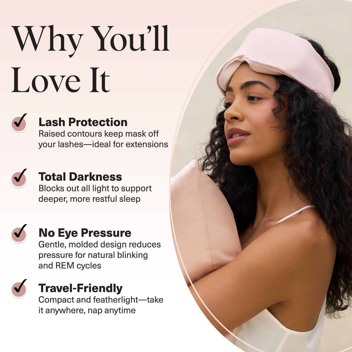 Kitsch eye mask demonstrating lash-safe molded cup design