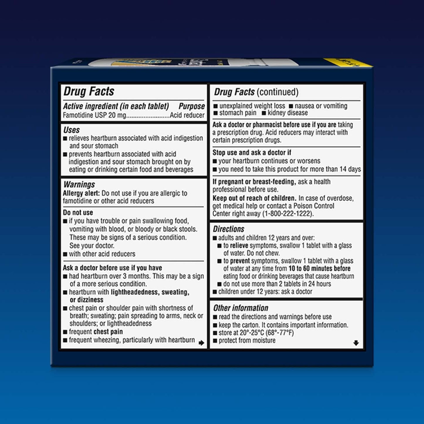 Zantac 360 tablets for acid indigestion relief bottle display