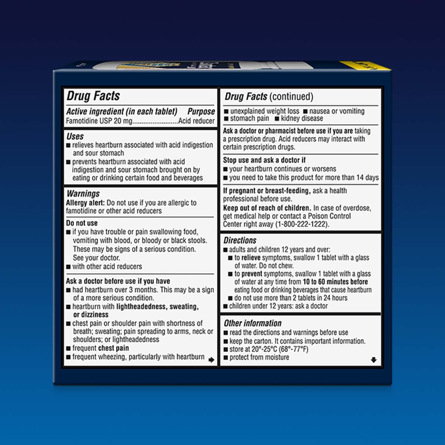 Zantac 360 tablets for acid indigestion relief bottle display