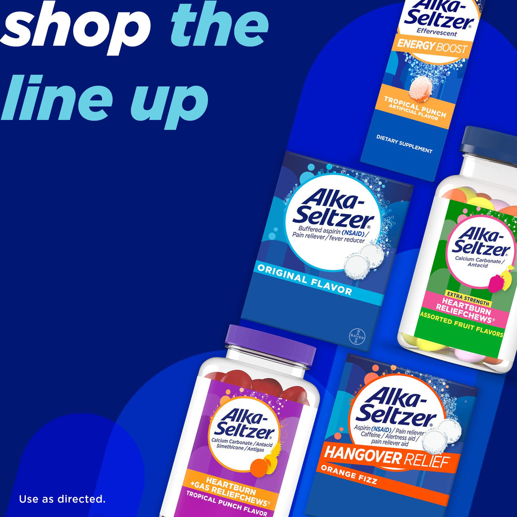 Close up of Alka-Seltzer 116 count box branding