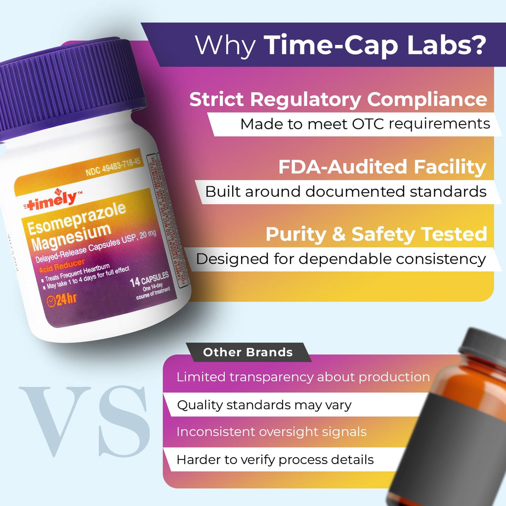 Time-Cap Labs 42 count esomeprazole capsules safety seal