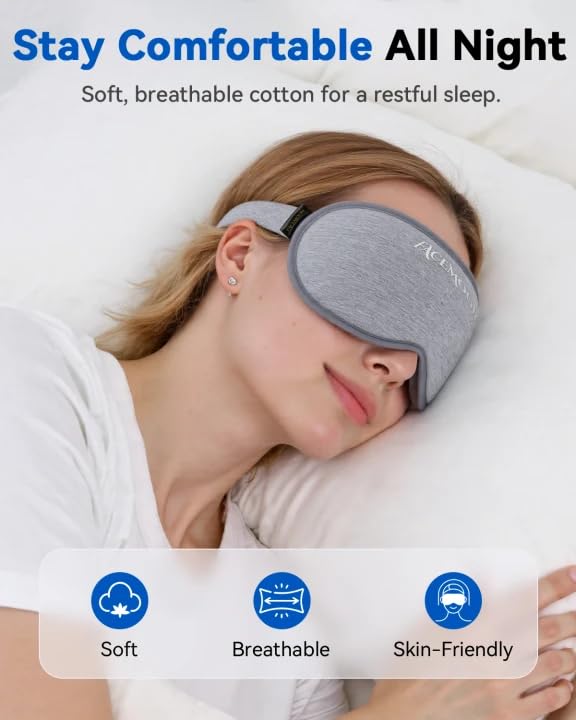 Facemoon soft breathable fabric sleep mask close up