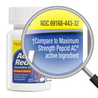 HealthA2Z Acid Reducer 225 tablets supplement facts label