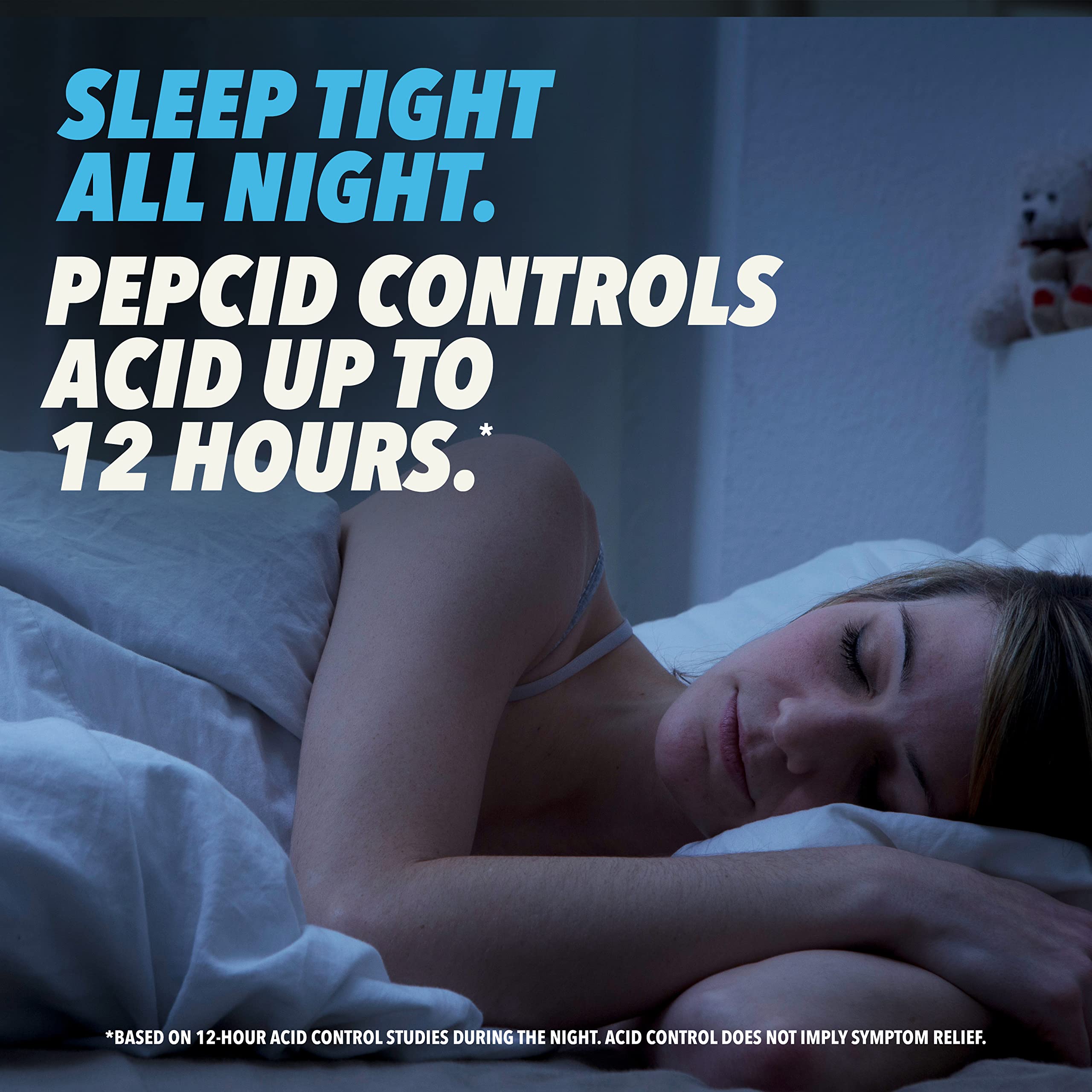 Pepcid AC 10mg famotidine tablets bottle side view