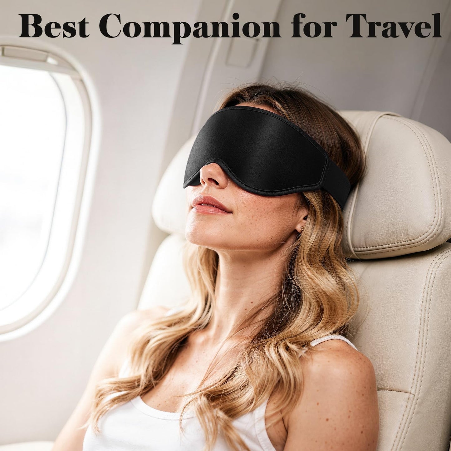 Travel friendly Fygrip sleep mask in black fabric