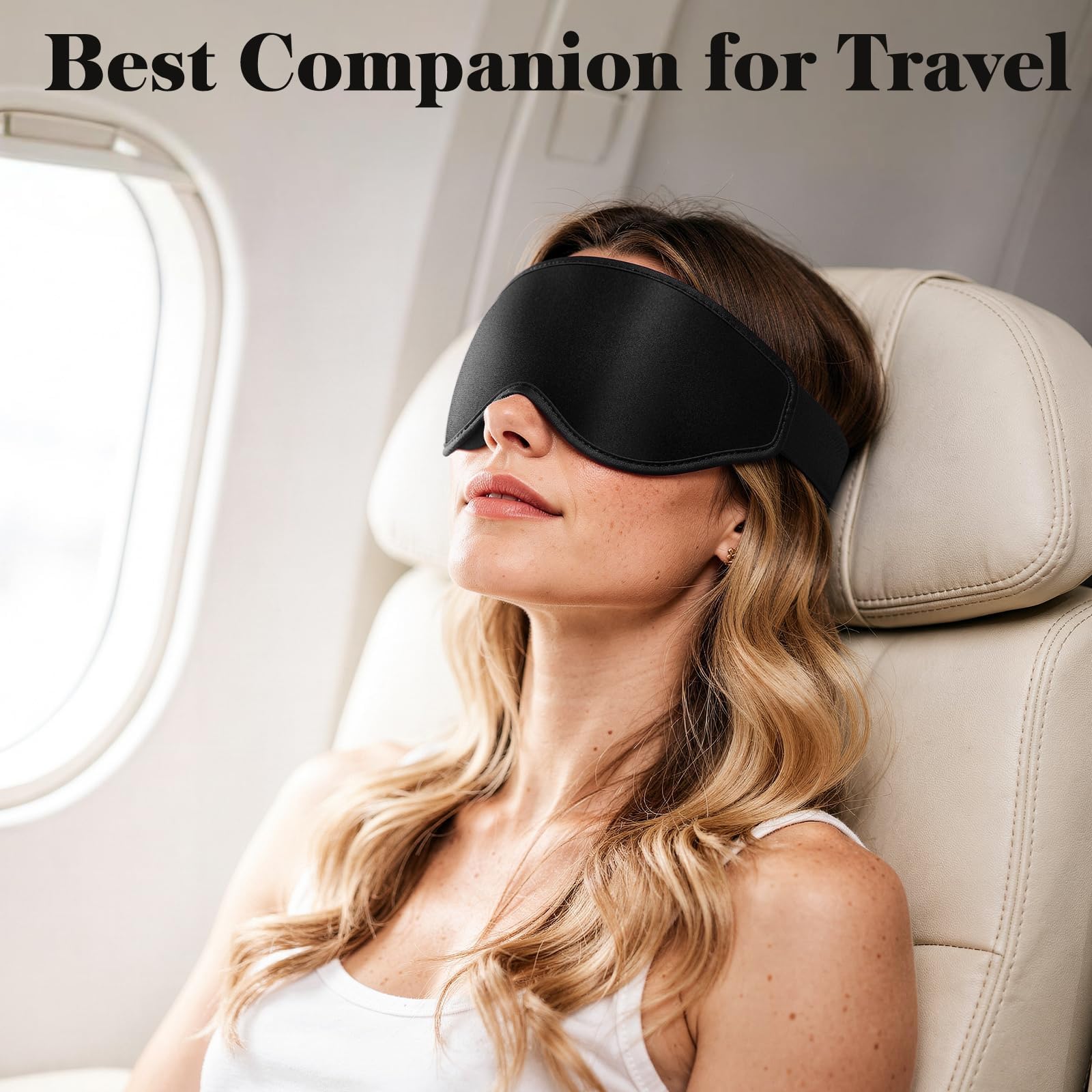Travel friendly Fygrip sleep mask in black fabric