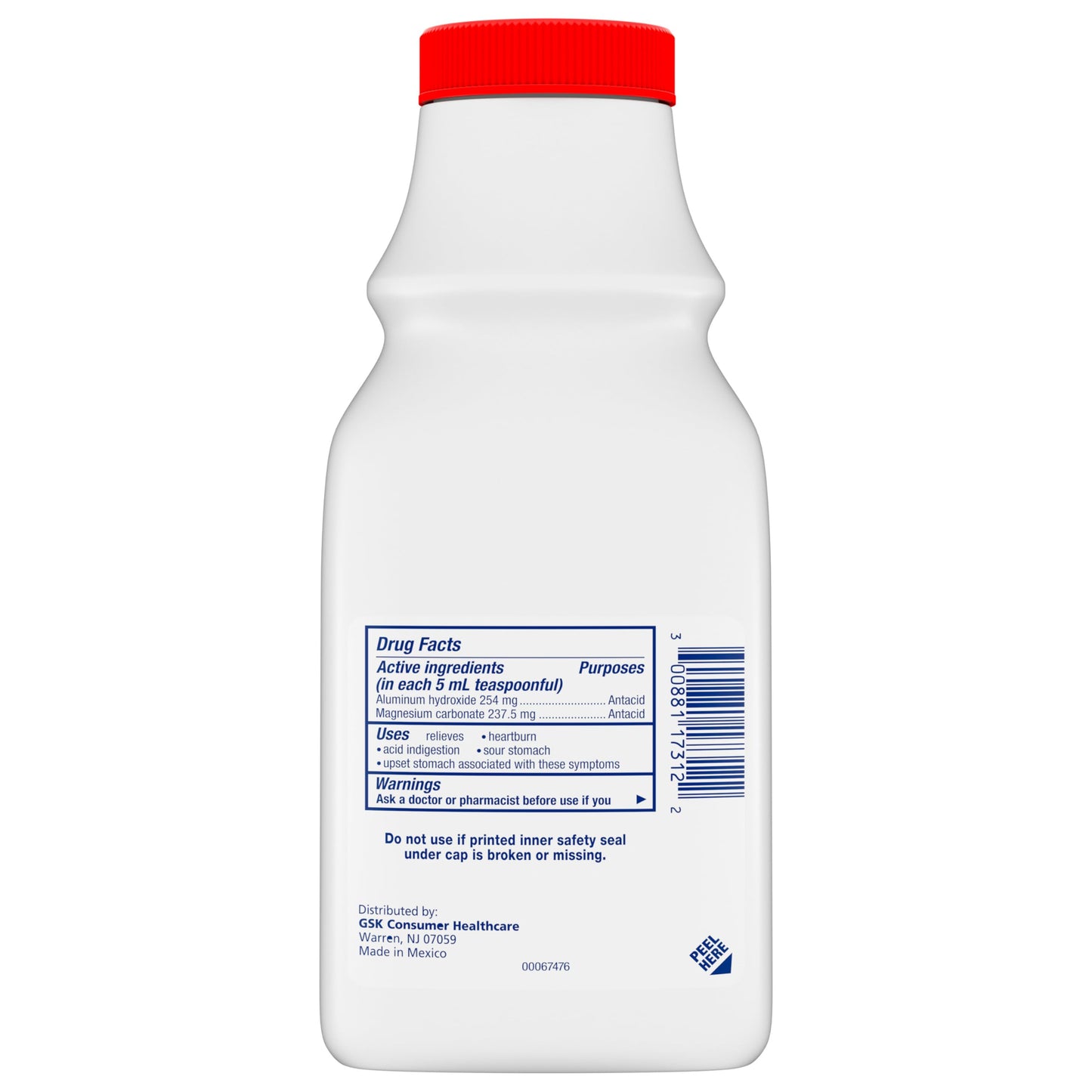 Gaviscon liquid antacid bottle cap and safety seal