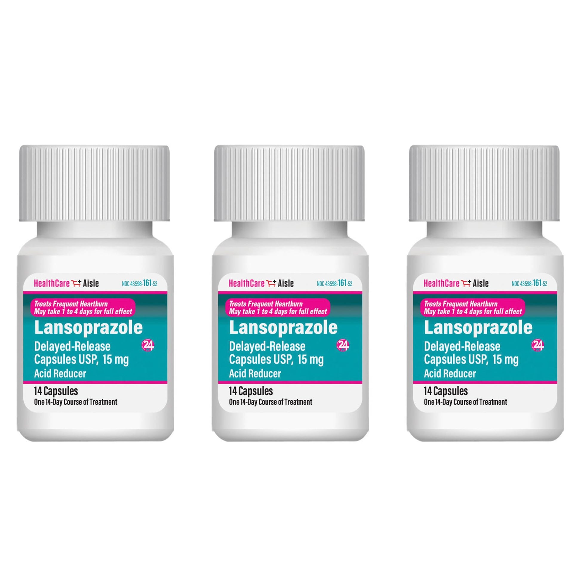 Side view of HealthCareAisle acid reducer bottle showing usage instructions