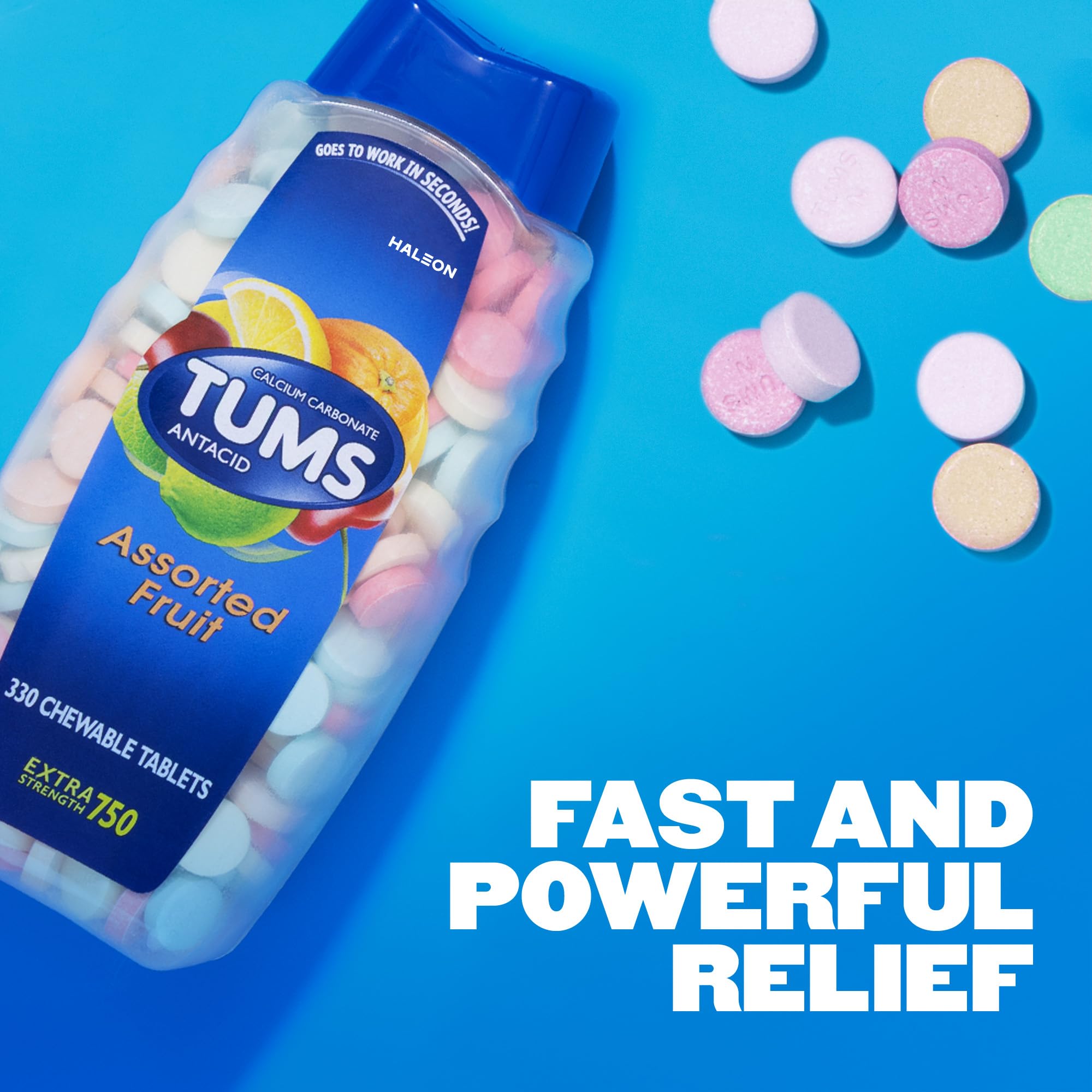 Tums assorted fruit antacid tablets 330 count packaging
