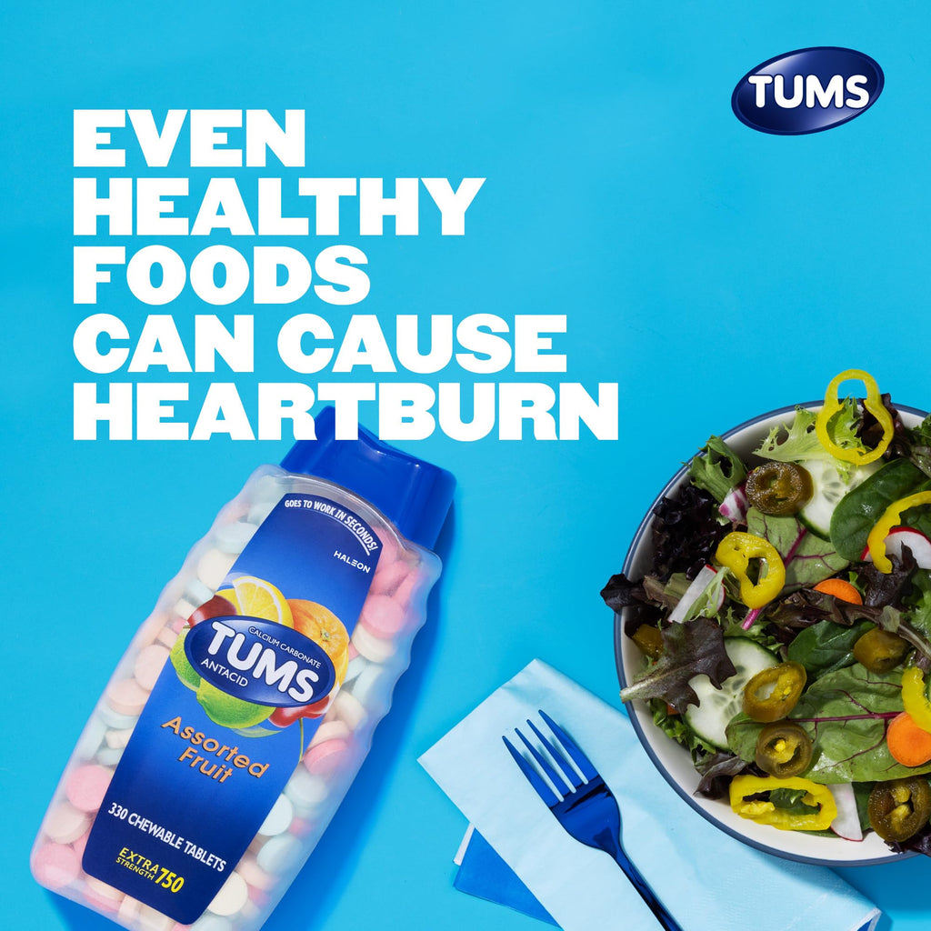 Tums assorted fruit flavors chewable antacid supplement