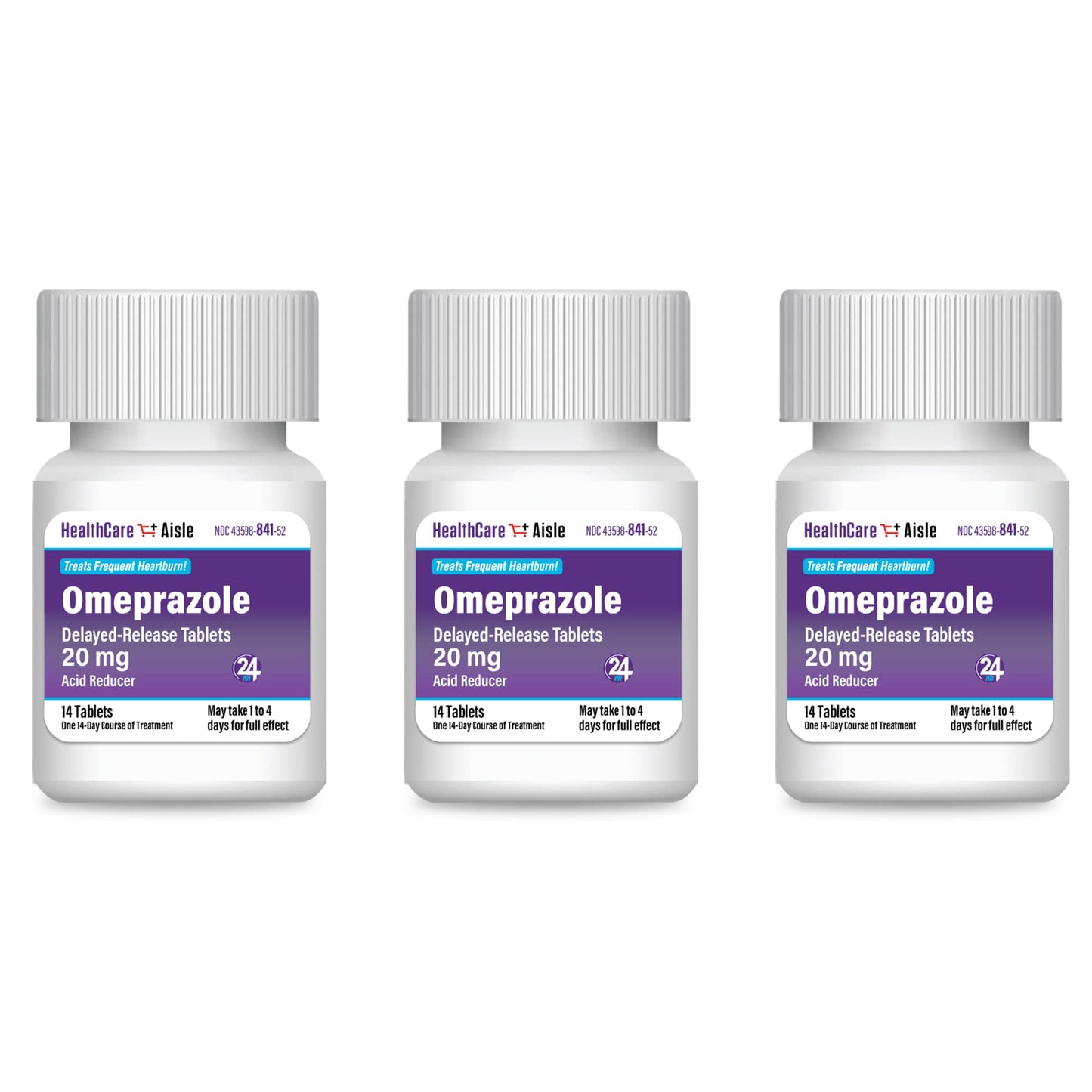 HealthCareAisle Omeprazole back of package with drug facts label