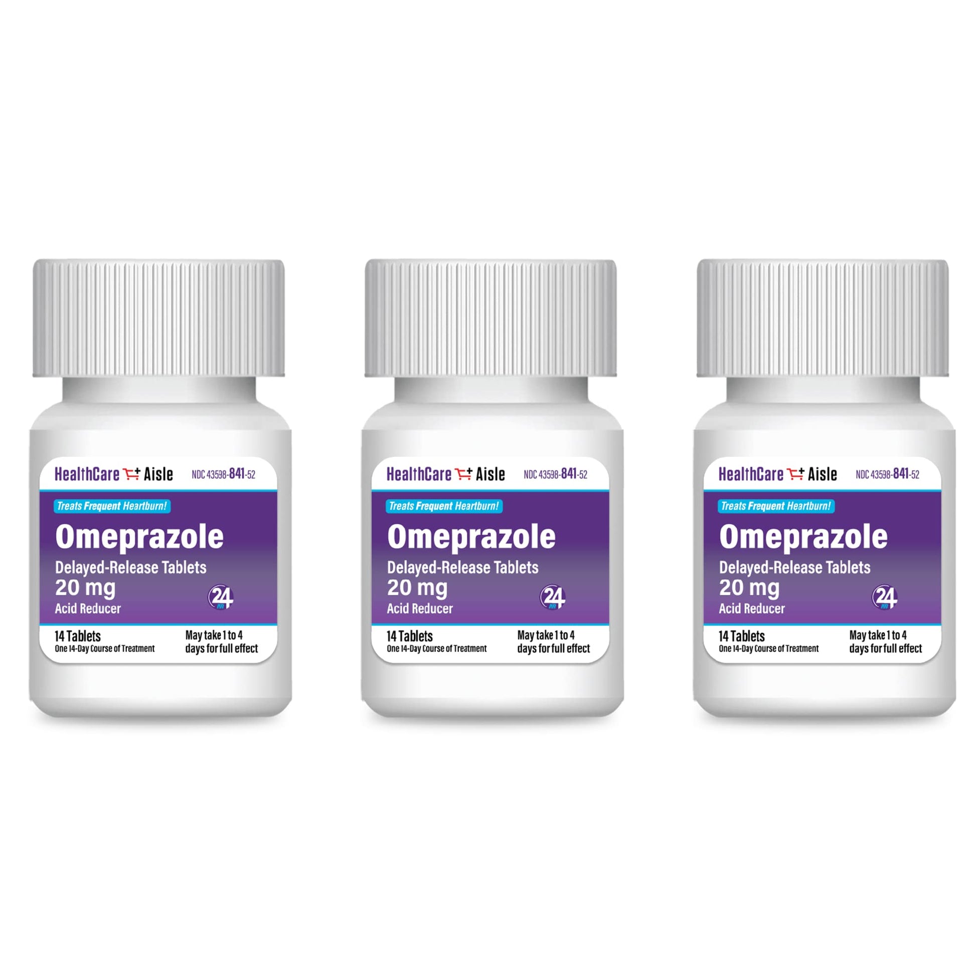 HealthCareAisle Omeprazole back of package with drug facts label