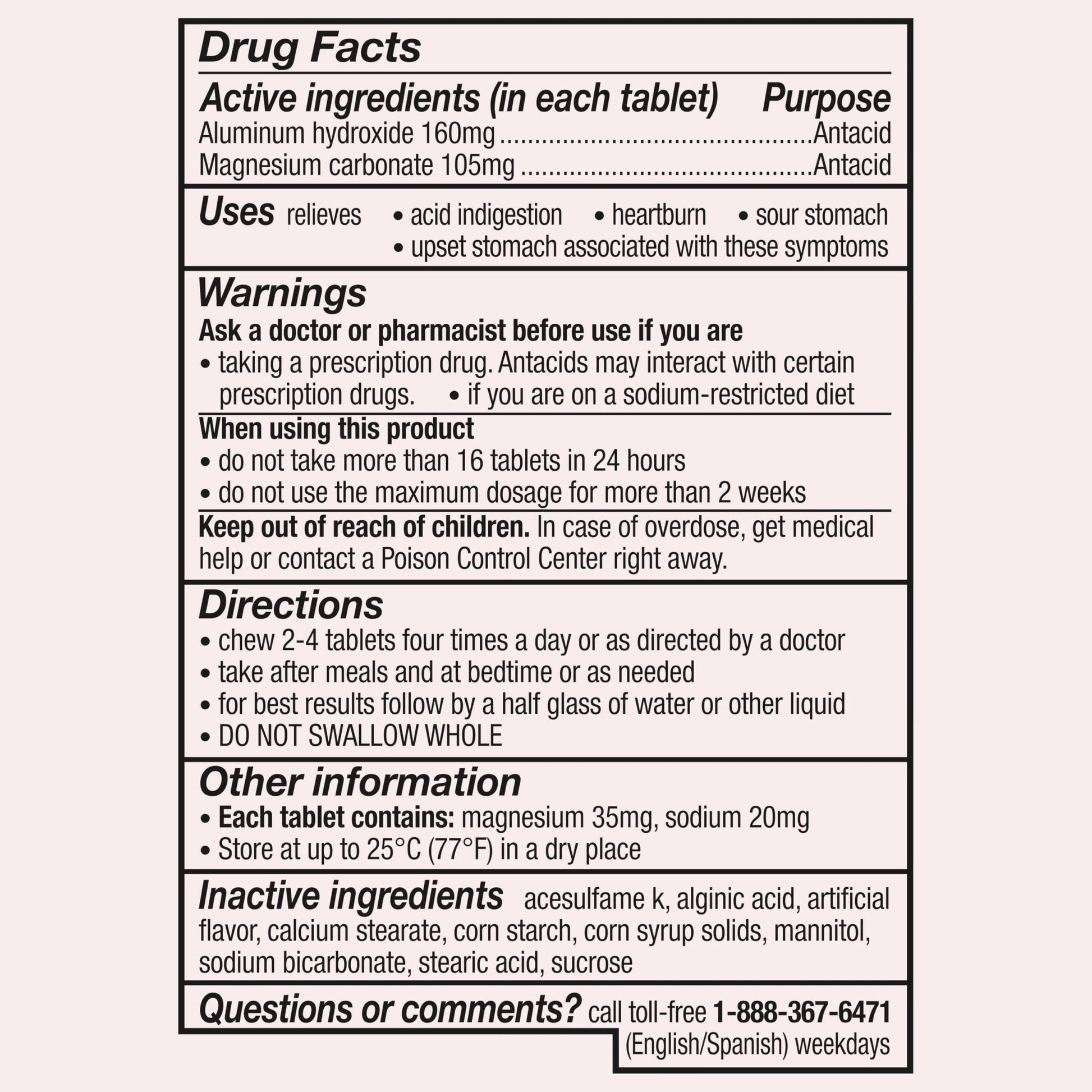 Close up of Gaviscon 100 count chewable tablets label
