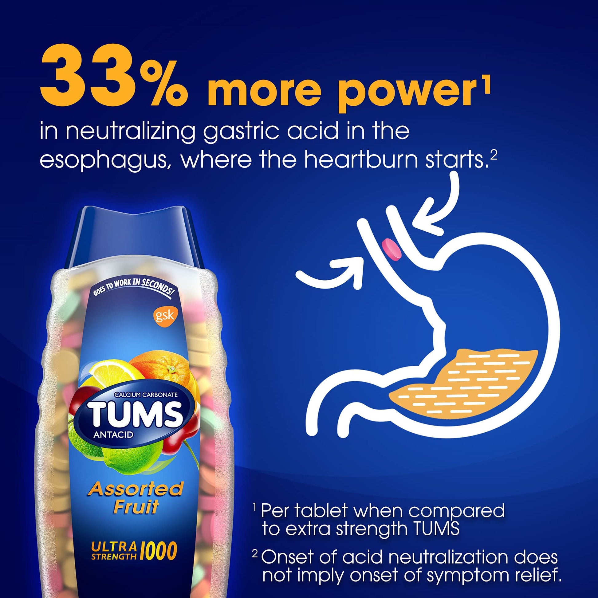 Close up of Tums chewable antacid tablets texture