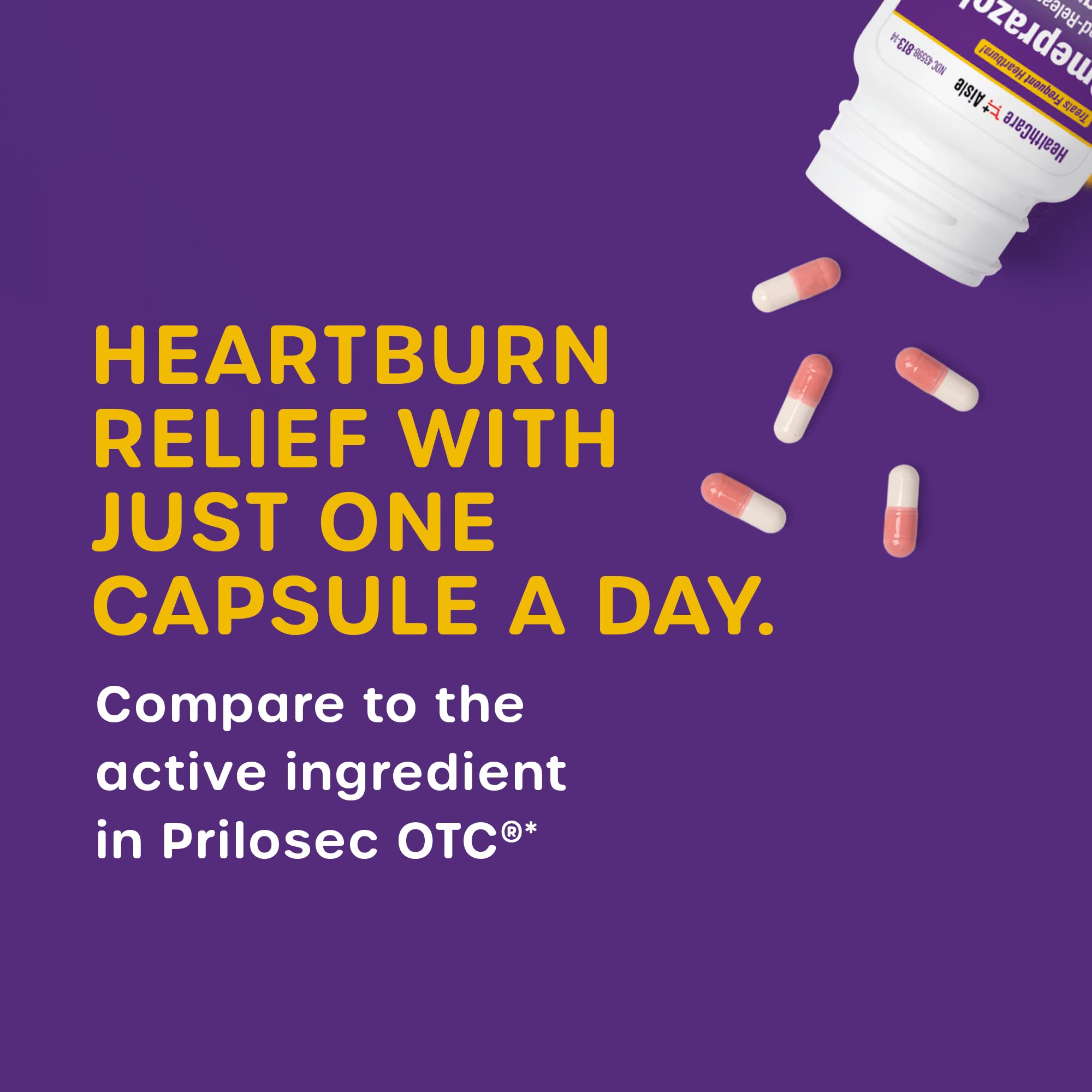 HealthCareAisle Omeprazole 42 count bottle side view