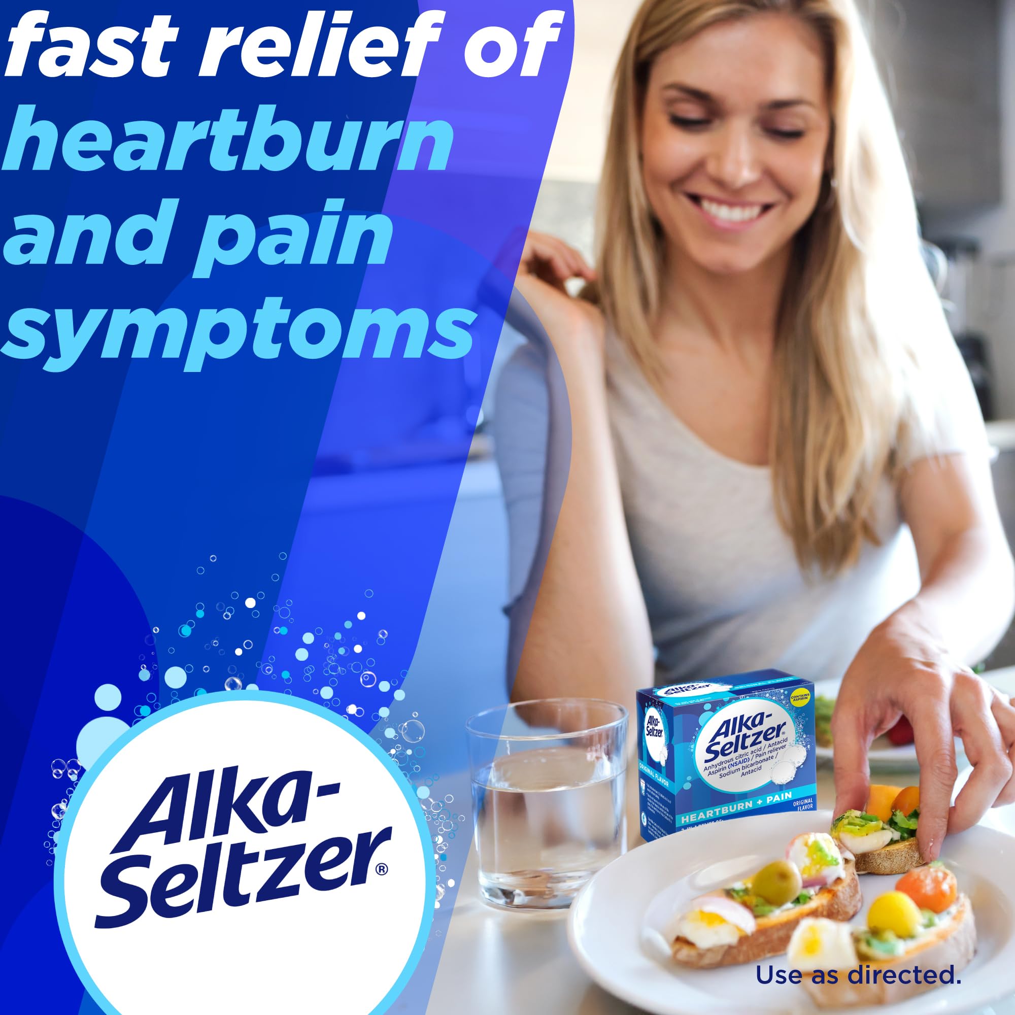 Alka-Seltzer 72 count effervescent tablets packaging