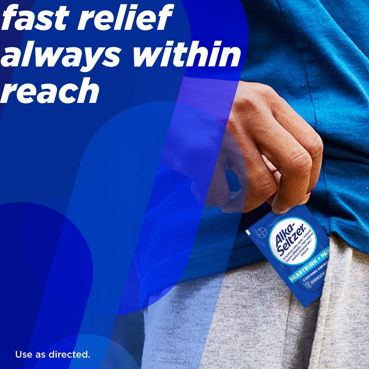 Side view of Alka-Seltzer Heartburn Plus Pain box