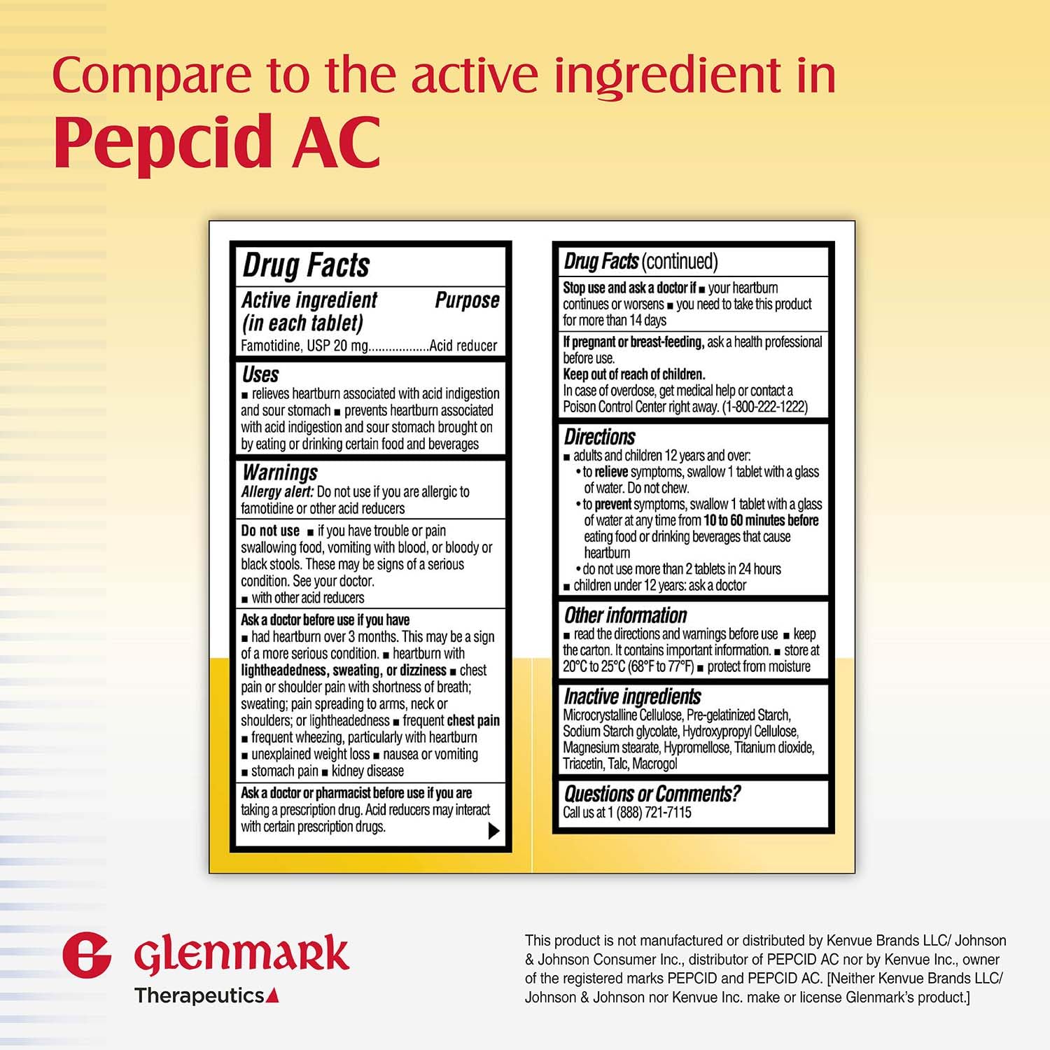 Glenmark Famotidine 200 count bottle packaging