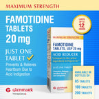 Back label of Glenmark Famotidine showing directions