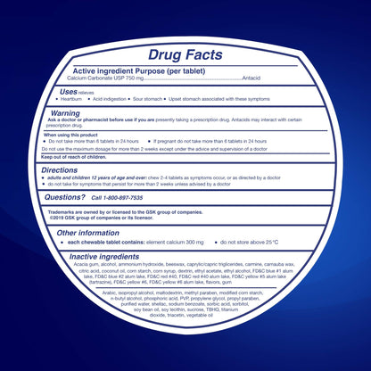 Tums Chewy Bites nutrition facts and dosage information