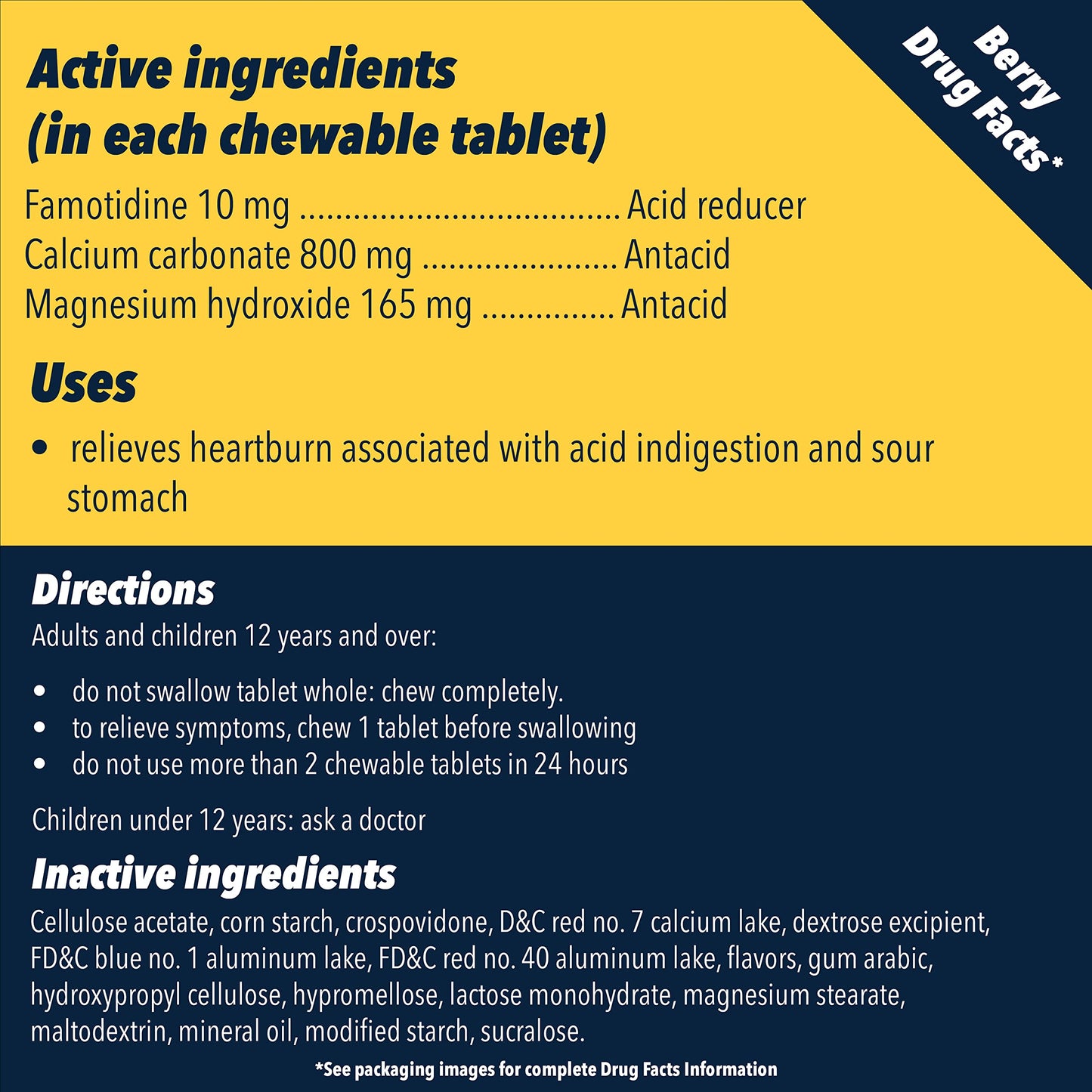 Instructions for using Pepcid Complete acid reducer tablets