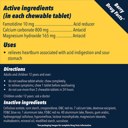 Instructions for using Pepcid Complete acid reducer tablets