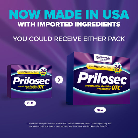 Prilosec OTC Omeprazole 42 count box side view