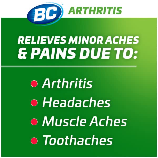 Back label of BC Arthritis pain reliever showing authentic product information and drug facts
