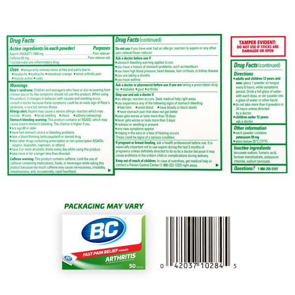 Full product bundle of three fifty count boxes of BC Arthritis fast acting formula