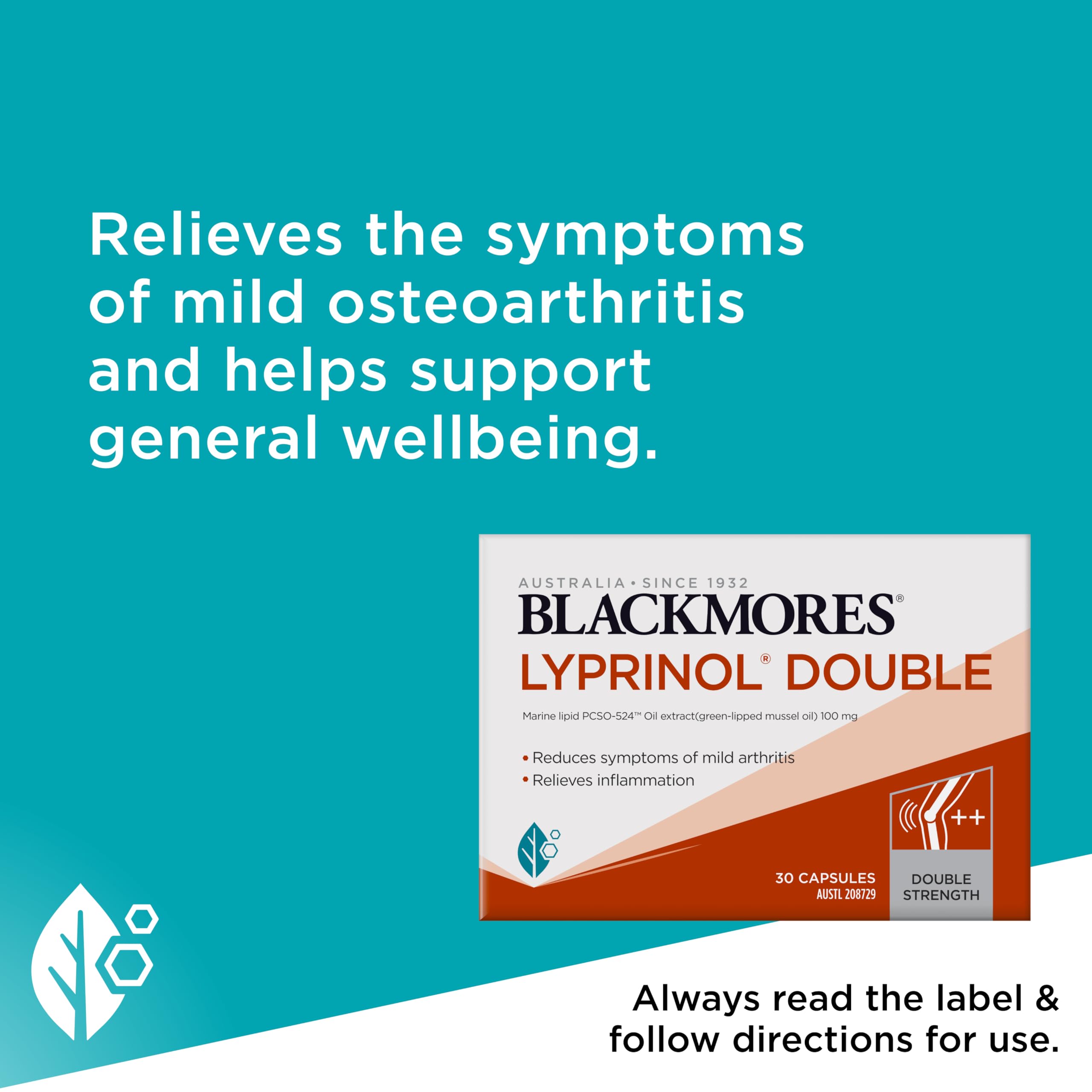 Top view of Blackmores Lyprinol Double Strength premium supplement packaging