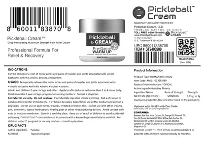 Pickleball Cream rollerball container showcasing the fast acting pain prevention formula for athletes.