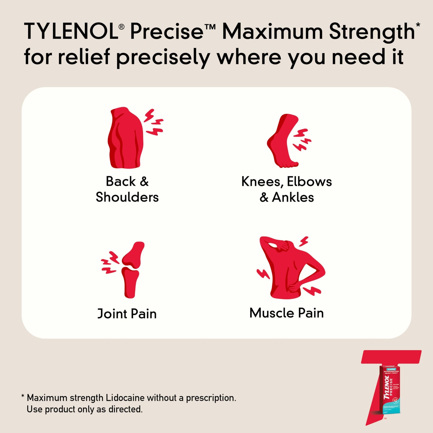 Tylenol cooling cream for fast acting targeted muscle and joint pain relief application