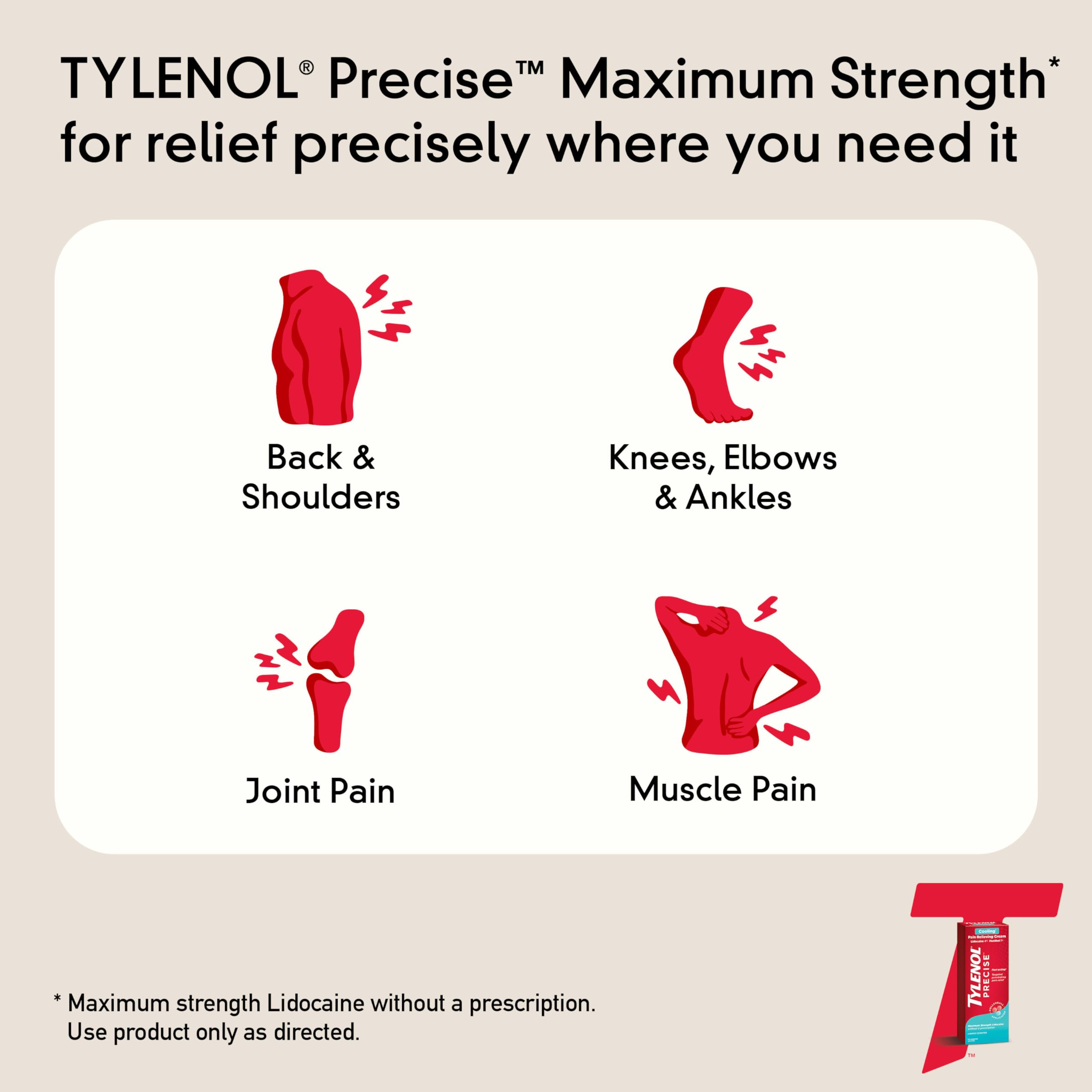 Tylenol cooling cream for fast acting targeted muscle and joint pain relief application