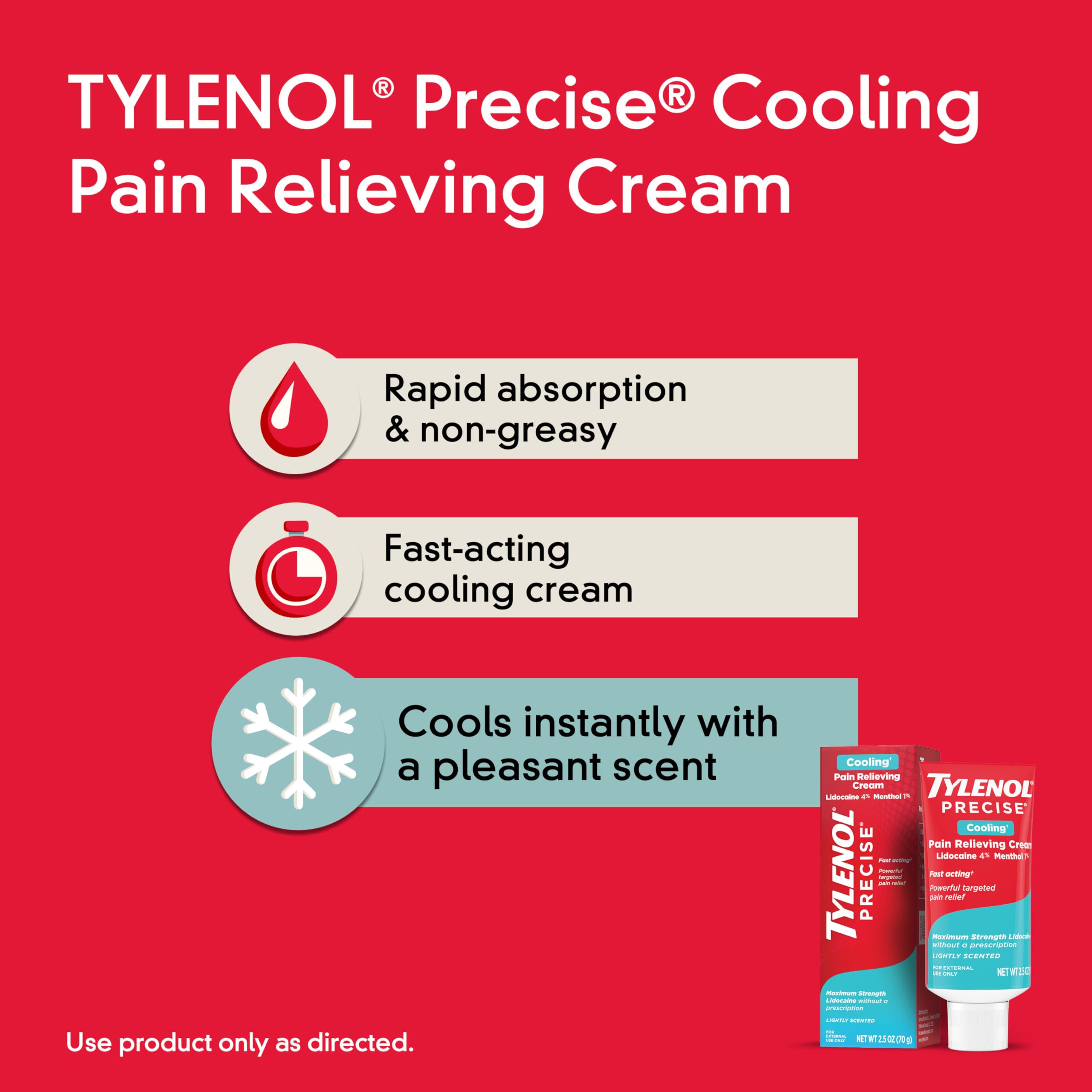 Back view of Tylenol Precise showing drug facts and safe usage directions