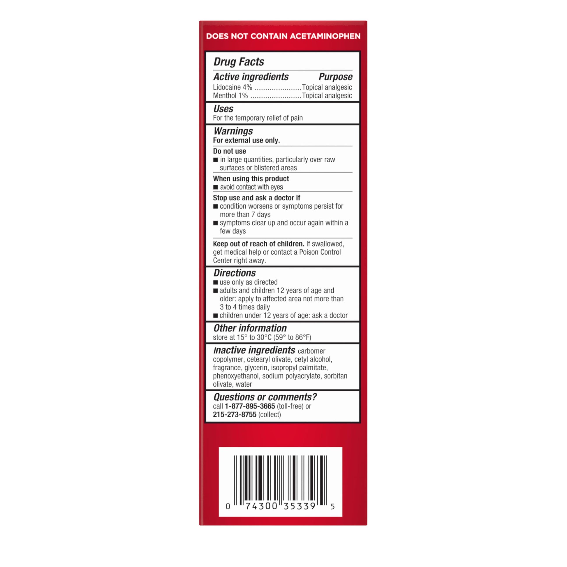 Maximum OTC strength lidocaine pain cream available on Rudra Retails