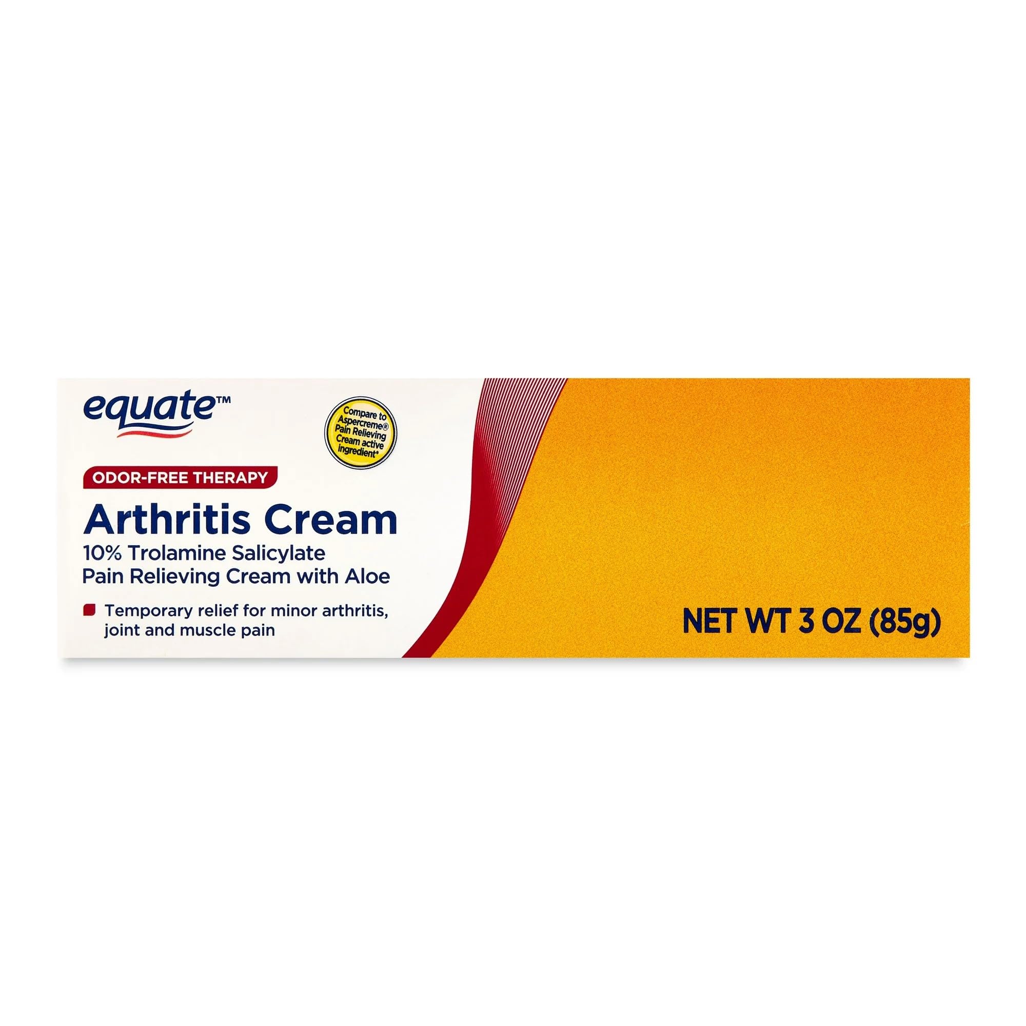 Equate trolamine salicylate ten percent pain relief cream tube back details