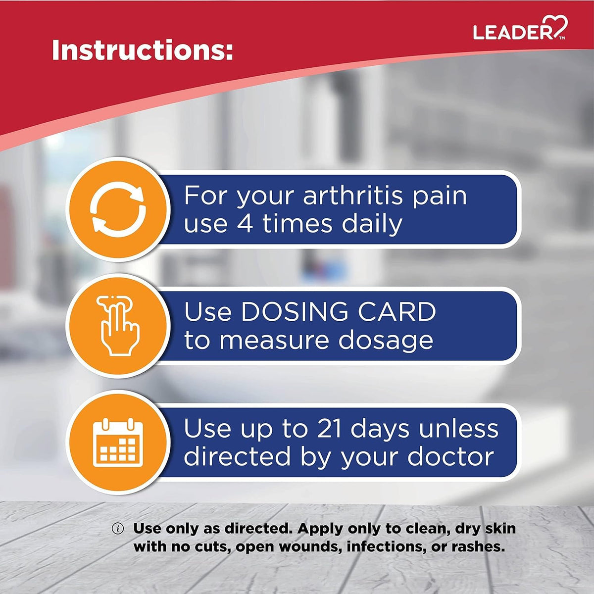 Leader arthritis pain topical gel tubes showing full product label and weight details.