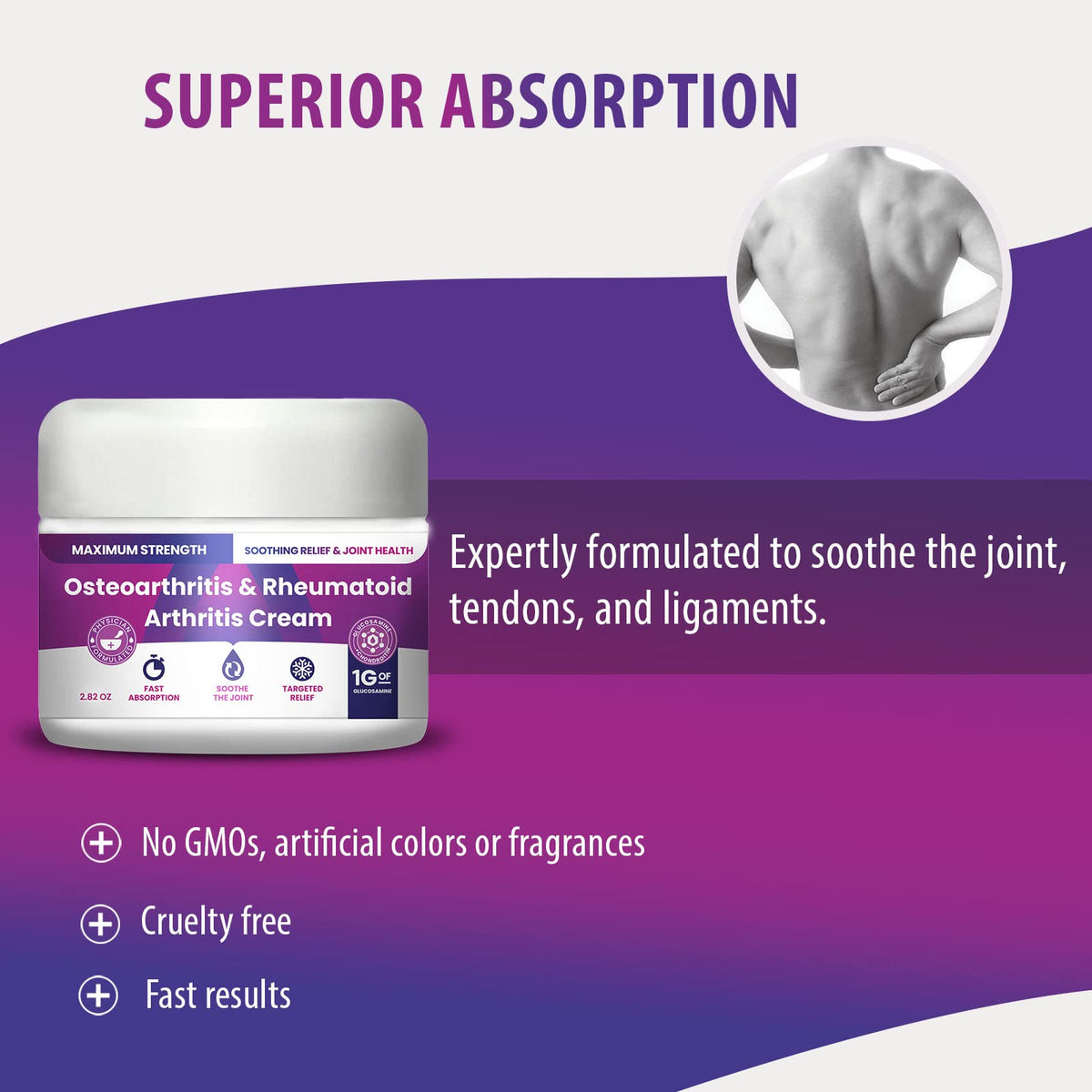 Non GMO arthritis care ointment back label with usage instructions