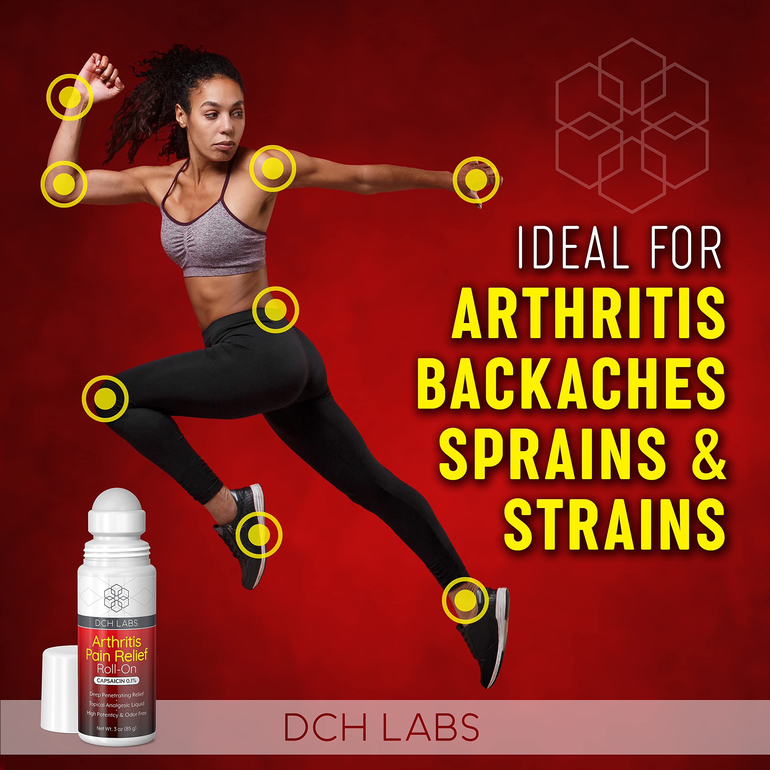 Authentic DCH Labs 3 ounce pain relief roll on targeting hand and wrist discomfort