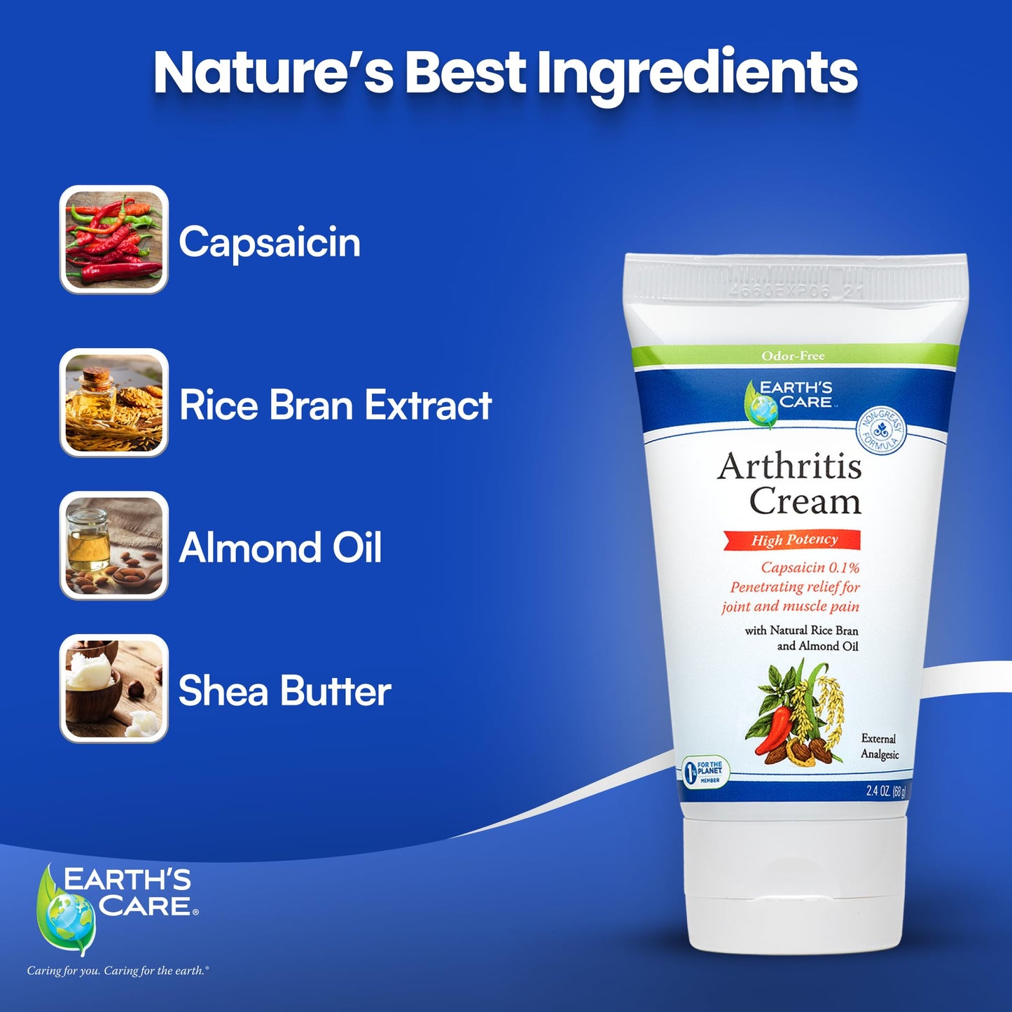 Non greasy capsaicin cream with natural rice bran and sweet almond oil