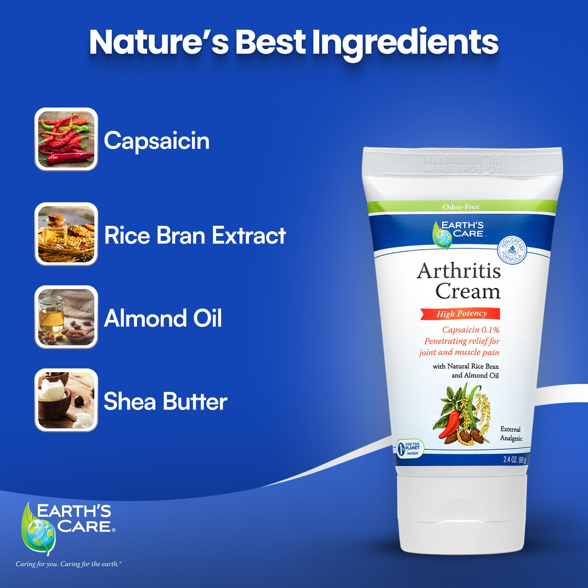 Non greasy capsaicin cream with natural rice bran and sweet almond oil