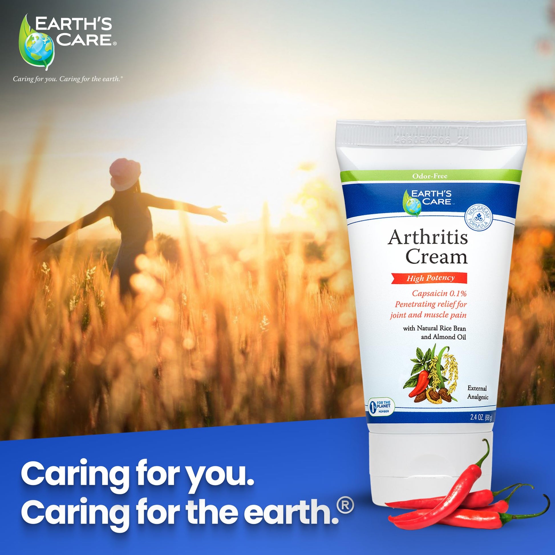 Earth's Care high potency muscle and backache relief cream tube view