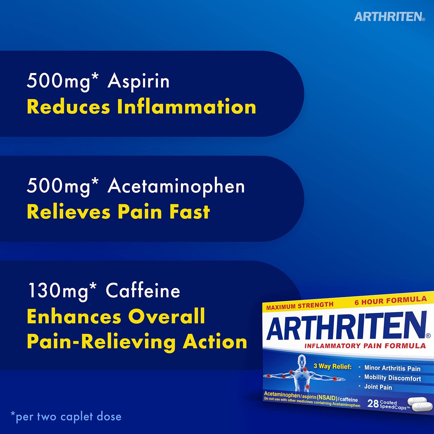 Arthriten coated speedcaps pain reliever supplement for temporary minor arthritis comfort