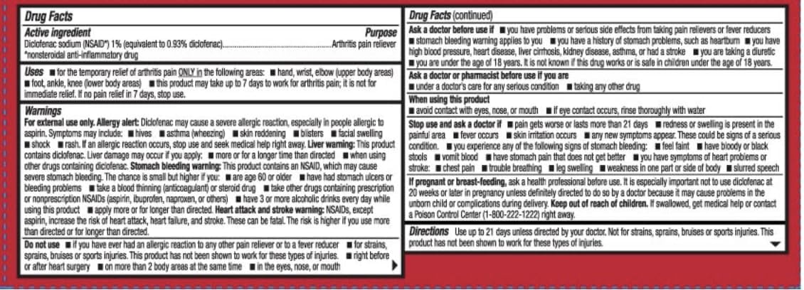 Leader anti inflammatory topical gel for adult arthritis care showing legal drug facts label